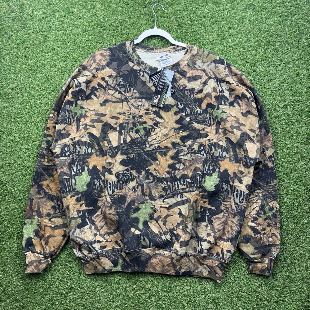 Vintage Jerzees Camo Sweatshirt Mens 3XL Pullover Mossy Oak USA Hunting Crew NWT
